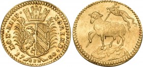 GERMANY. Nuremberg. 1700. 1/4 Ducat (Gold, 13 mm, 0.87 g, 12 h), on the new century, mintmaster Georg Friedrich Nürnberger, 1677-1716. MON.REIP - NORI...