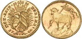 GERMANY. Nuremberg. 1700. 1/4 Ducat (Gold, 13 mm, 0.90 g, 12 h), on the new century, mintmaster Georg Friedrich Nürnberger, 1677-1716. MON.REIP - NORI...