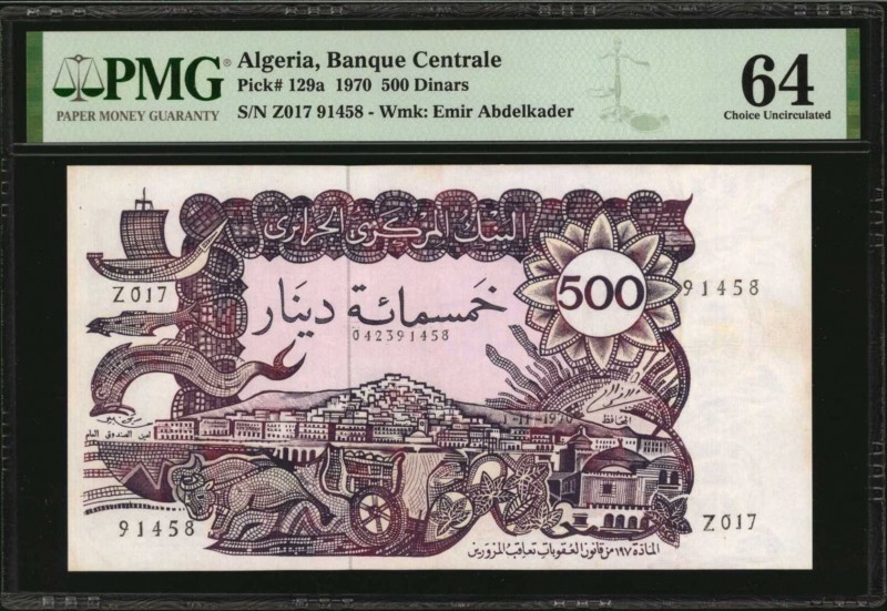 ALGERIA

ALGERIA. Banque Centrale. 500 Dinars, 1970. P-129a. PMG Choice Uncirc...