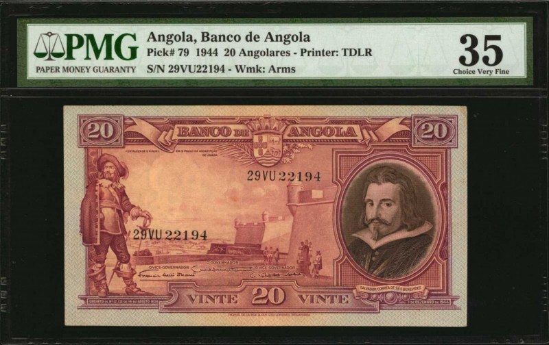 ANGOLA

ANGOLA. Banco De Angola. 20 Angolares, 1944. P-79. PMG Choice Very Fin...