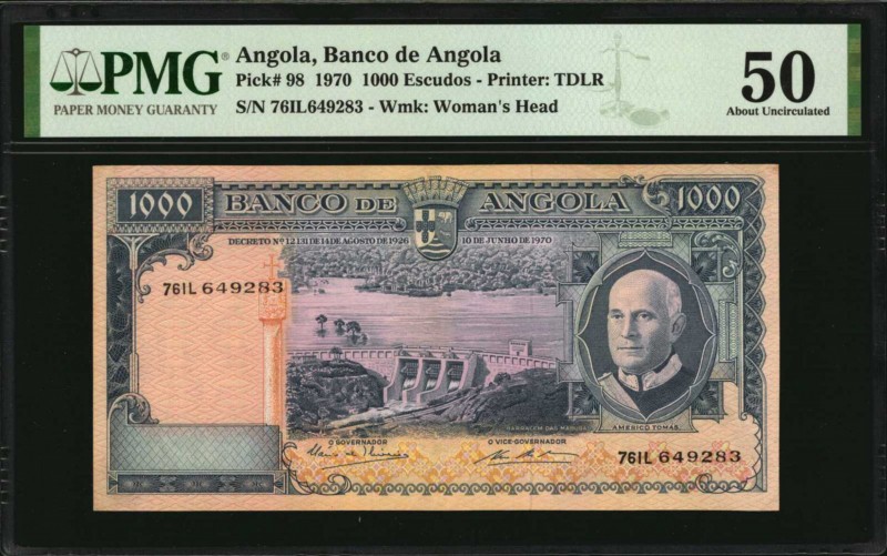 ANGOLA

ANGOLA. Banco de Angola. 1000 Escudos, 1970. P-98. PMG About Uncircula...