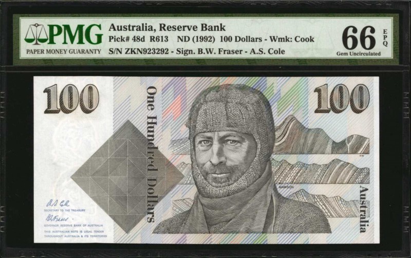 AUSTRALIA

AUSTRALIA. Reserve Bank of Australia. 100 Dollars, ND (1992). P-48d...