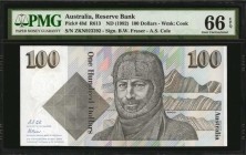 AUSTRALIA

AUSTRALIA. Reserve Bank of Australia. 100 Dollars, ND (1992). P-48d. PMG Gem Uncirculated 66 EPQ.

Estimate: $125.00- $250.00