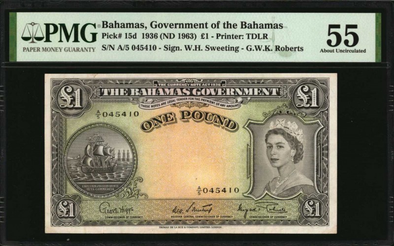 BAHAMAS

BAHAMAS. Government of the Bahamas. 1 Pound, 1936 ND (1963). P-15d. P...
