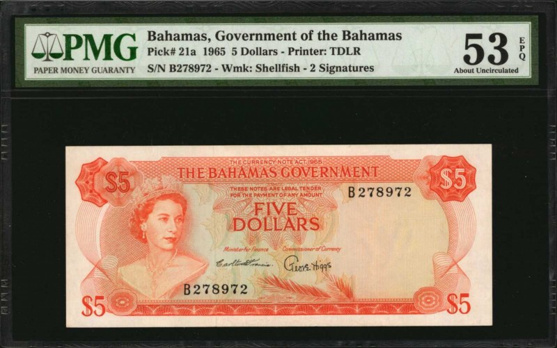 BAHAMAS

BAHAMAS. Government of the Bahamas. 5 Dollars, 1965. P-21a. PMG About...
