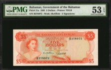 BAHAMAS

BAHAMAS. Government of the Bahamas. 5 Dollars, 1965. P-21a. PMG About Uncirculated 53 EPQ.

Estimate: $75.00- $125.00