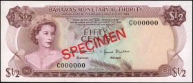 BAHAMAS

BAHAMAS. Bahamas Monetary Authority. 50 Cents, 1968. P-26s. Specimen. Uncirculated.

Estimate: $50.00- $100.00