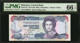 BAHAMAS

BAHAMAS. Central Bank of the Bahamas. 100 Dollars, 1974 (ND 1992). P-56. PMG Gem Uncirculated 66 EPQ.

Estimate: $1000.00- $2000.00