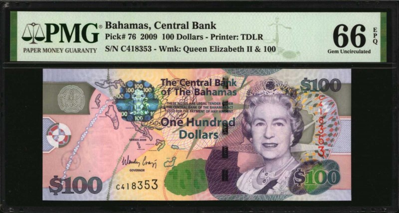 BAHAMAS

BAHAMAS. Central Bank of the Bahamas. 100 Dollars, 2009. P-76. PMG Ge...
