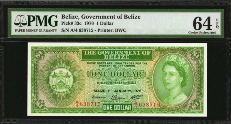 BELIZE

BELIZE. Government of Belize. 1 Dollar, 1976. P-33c. PMG Choice Uncirc...