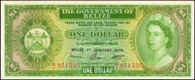 BELIZE

BELIZE. Government of Belize. 1 Dollar, 1976. P-33c. Uncirculated.

A tougher date of 1976 is found on this Uncirculated 1 Dollar Belize n...