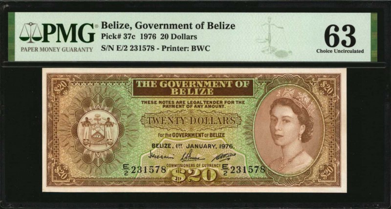 BELIZE

BELIZE. Government of Belize. 20 Dollars, 1976. P-37c. PMG Choice Unci...