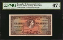 BERMUDA

BERMUDA. Bermuda Government. 5 Shillings, 1952. P-18a. PMG Superb Gem Uncirculated 67 EPQ.

Estimate: $150.00- $250.00