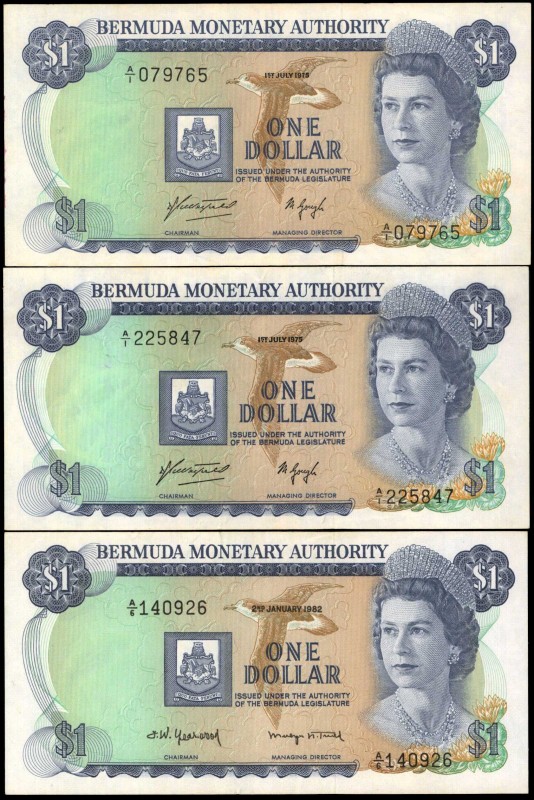 BERMUDA

BERMUDA. Lot of (3) Bermuda Monetary Authority. 1 Pound, 1975-1982. P...