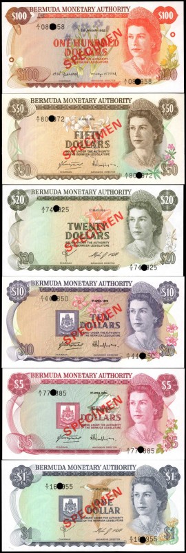 BERMUDA

BERMUDA. Lot of (6) Bermuda Monetary Authority. 1 to 100 Dollars, 198...