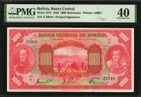 BOLIVIA

BOLIVIA. Banco Central de Bolivia. 1000 Bolivianos, 1928. P-127b. PMG Extremely Fine 40.

Estimate: $100.00- $150.00