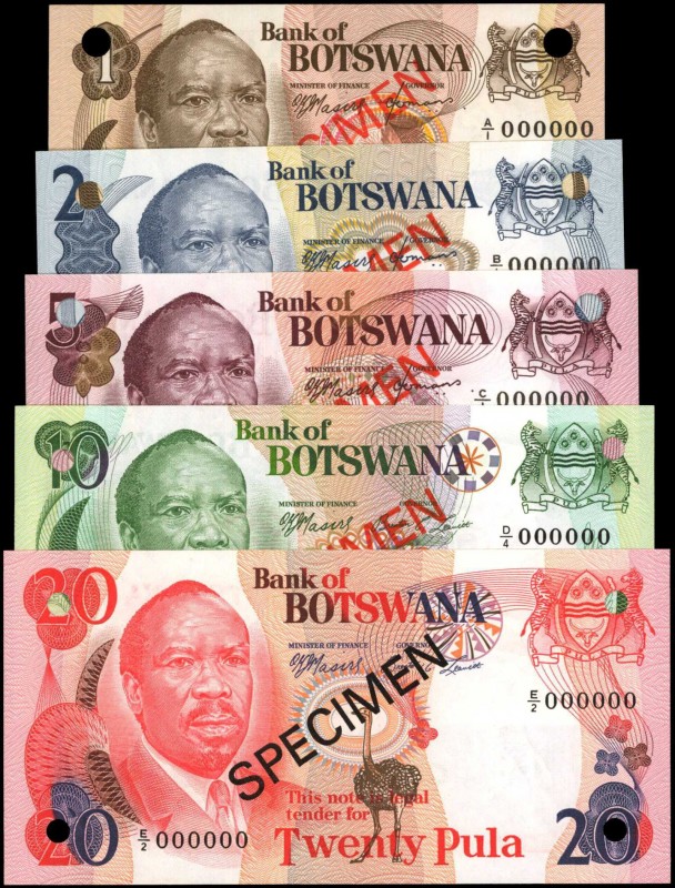 BOTSWANA

BOTSWANA. Lot of (5) Bank of Botswana. 1, 2, 5, 10 & 20 Pula, ND. P-...