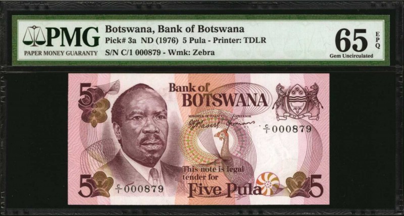 BOTSWANA

BOTSWANA. Bank of Botswana. 5 Pula, ND (1976). P-3a. PMG Gem Uncircu...