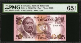 BOTSWANA

BOTSWANA. Bank of Botswana. 5 Pula, ND (1976). P-3a. PMG Gem Uncirculated 65 EPQ.

Estimate: $25.00- $50.00