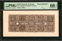 BRAZIL

BRAZIL. Lot of (2) Imperio do Brazil. 5 Mil Reis, ND (1885-88). P-A261p1 & A264p2. Front & Back Proofs. PMG Choice About Uncirculated 58 EPQ...