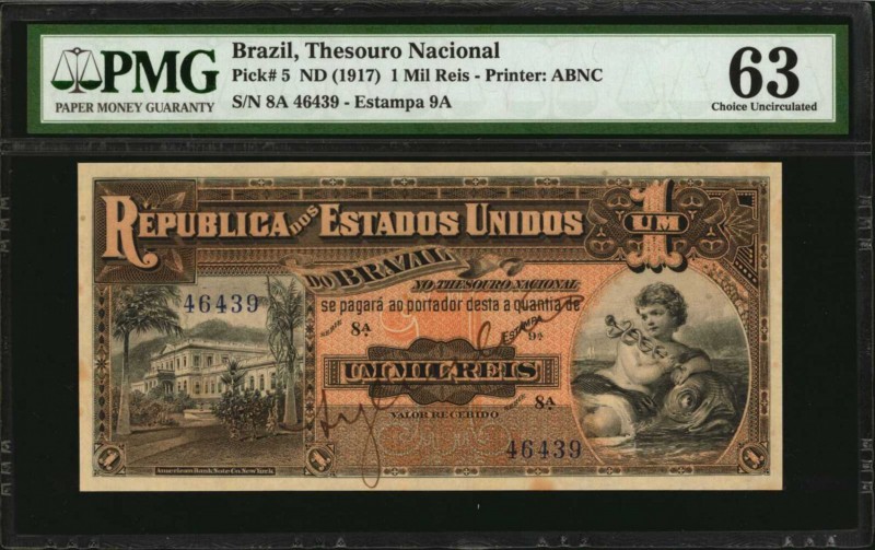 BRAZIL

BRAZIL. Republica dos Estados Unidos do Brazil. 1 Mil Reis, ND (1917)....
