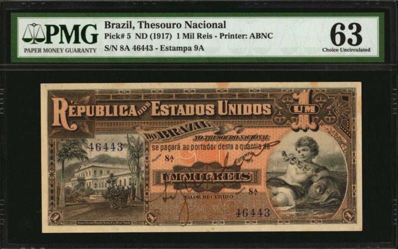 BRAZIL

BRAZIL. Republica dos Estados Unidos do Brazil. 1 Mil Reis, ND (1917)....