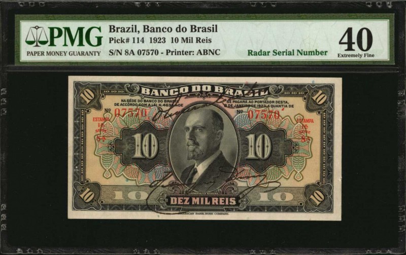 BRAZIL

BRAZIL. Banco do Brasil. 10 Mil Reis, 1923. P-114. Radar Serial Number...