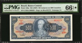 BRAZIL

BRAZIL. Republica dos Estados Unidos do Brazil. 50 Centavos on 500 Cruzeiros, ND (1967). P-186a. PMG Gem Uncirculated 66 EPQ*.

Estimate: ...