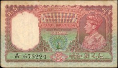 BURMA

BURMA. Reserve Bank of India. 5 Rupees, ND (1938). P-4. Fine.

Pinholes are noticed.

Estimate: $50.00- $100.00