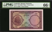 CAMBODIA

CAMBODIA. Banque Nationale. 5 Riels, ND (1955). P-2. PMG Gem Uncirculated 66 EPQ.

Estimate: $200.00- $400.00