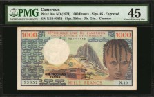 CAMEROON

CAMEROON. Republique Unie Du Cameroun. 1000 Francs, ND (1974). P-16a. PMG Choice Extremely Fine 45.

Estimate: $100.00- $200.00