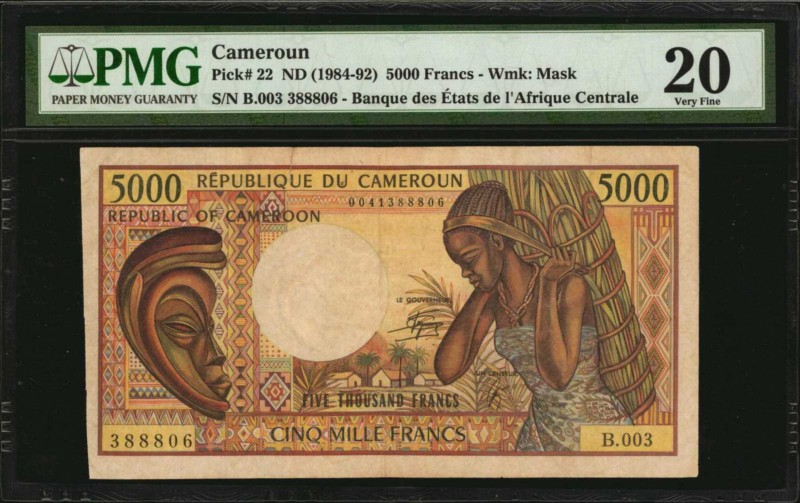 CAMEROON

CAMEROON. Banque Des Etats De L'Afrique Centrale. 5000 Francs, ND (1...