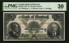 CANADA

CANADA. Bank of Montreal. 5 Dollars, 1923. P-CH #505-56-02. PMG Very Fine 30.

PMG comments "Minor Repair."

Estimate: $150.00- $200.00