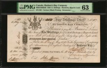 CANADA

CANADA. Hudson's Bay Company. 5 Shillings, 1820. P-Unlisted. Remainder. PMG Choice Uncirculated 63.

MB101004biR. Black printing. Manitoba...