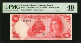CAYMAN ISLANDS

CAYMAN ISLANDS. Currency Board. 10 Dollars, 1971 (ND 1972). P-3. PMG Extremely Fine 40.

Estimate: $100.00- $150.00