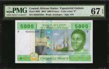 CENTRAL AFRICAN REPUBLIC

CENTRAL AFRICAN STATES. Banque Des Etats De L'Afrique Centrale. 5000 Francs, 2002. P-509F. PMG Superb Gem Uncirculated 67 ...
