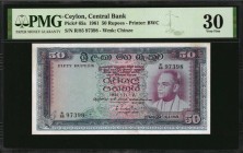 CEYLON

CEYLON. Central Bank of Ceylon. 50 Rupees, 1961. P-65a. PMG Very Fine 30.

PMG comments "Paper Pulls."

Estimate: $150.00- $300.00
