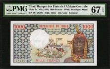 CHAD

CHAD. Banque Des Etats De L'Afrique Centrale. 1000 Francs, ND (1978). P-3a. PMG Superb Gem Uncirculated 67 EPQ.

Estimate: $150.00- $250.00