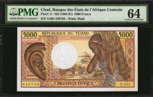CHAD

CHAD. Banque Des Etats De L'Afrique Centrale. 5000 Francs, ND (1984-91). P-11. PMG Choice Uncirculated 64.

Estimate: $50.00- $100.00