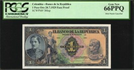 COLOMBIA

COLOMBIA. Banco de la República. 1 Peso Oro, 1929. P-380ap. Face Proof. PCGS Currency Gem New 66 PPQ.

Hole punch cancelled.

Estimate...