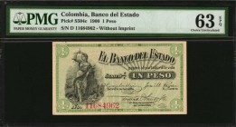 COLOMBIA

COLOMBIA. Banco del Estado. 1 Peso, 1900 Regular Issue. P-S504c. PMG Choice Uncirculated 63 EPQ.

8 digit serial number.

Estimate: $1...
