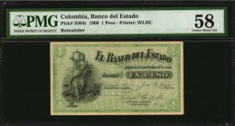 COLOMBIA

COLOMBIA. Banco del Estado. 1 Peso, 1900. P-S504r. Remainder. PMG Choice About Uncirculated 58.

Estimate: $50.00- $100.00