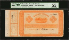 COLOMBIA

COLOMBIA. Banco De Oriente. 5 Pesos, 1884-1900. P-S698r. Remainder. PMG About Uncirculated 55.

Estimate: $50.00- $100.00