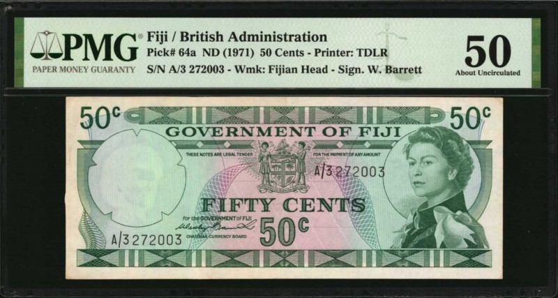 FIJI

FIJI. Government of Fiji. 50 Cents, ND (1971). P-64a. PMG About Uncircul...