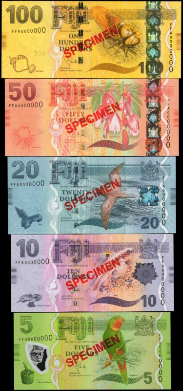 FIJI

FIJI. Reserve Bank. 5 to 100 Dollars, ND (2012). P-115s to 119s. Specime...