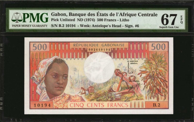 GABON

GABON. Banque Des Etats De L'Afrique Centrale. 500 Francs, ND (1974). P...