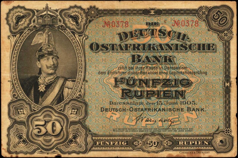 GERMAN EAST AFRICA

GERMAN EAST AFRICA. Deutsch-Ostafrikanische Bank. 50 Rupie...