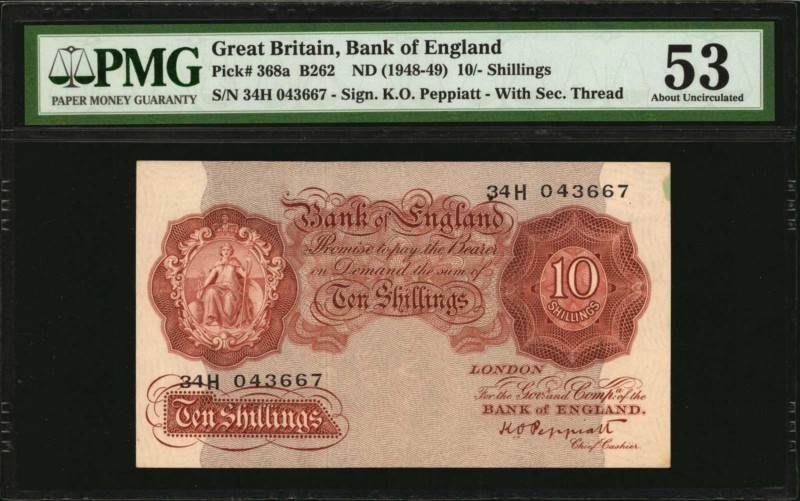 GREAT BRITAIN

GREAT BRITAIN. Lot of (5) Bank of England. 10 Shillings and 5 P...