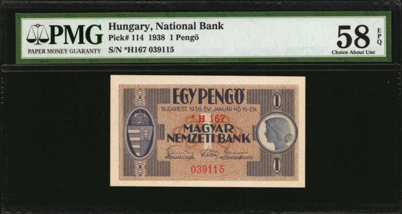 HUNGARY

HUNGARY. National Bank. 1 Pengo, 1938. P-114. PMG Choice About Uncirc...