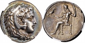 Philip III, 323-317 B.C

MACEDON. Kingdom of Macedon. Philip III, 323-317 B.C. AR Tetradrachm (17.07 gms), Babylon Mint, ca. 323-318/7 B.C. NGC AU, ...